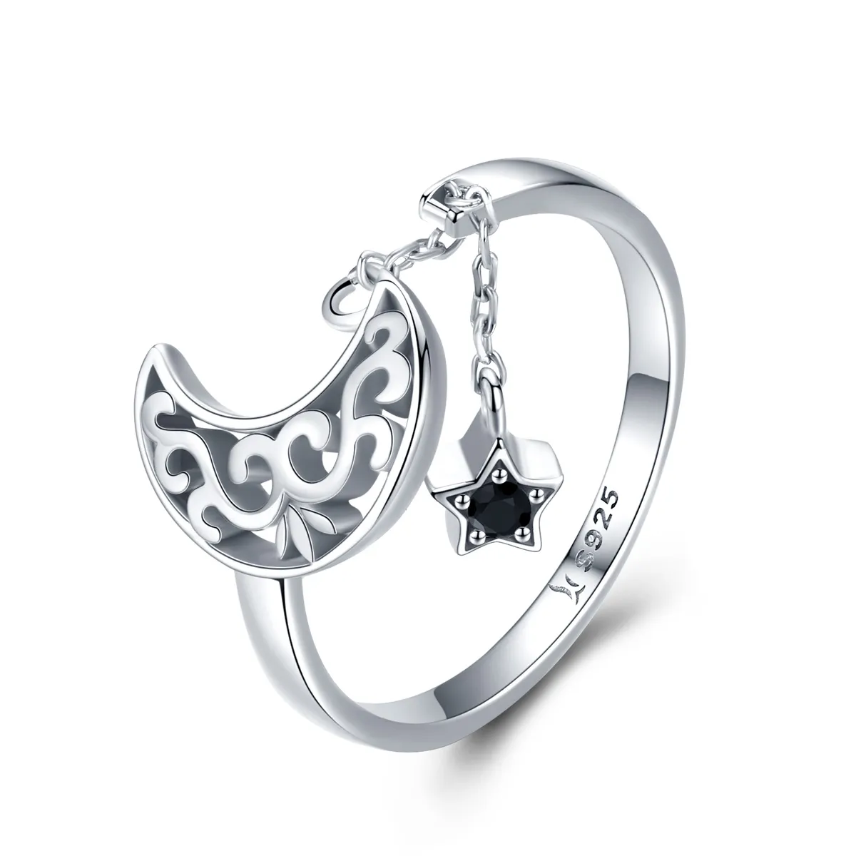 Pandora Style Silver Starlight Moon Ring - SCR479